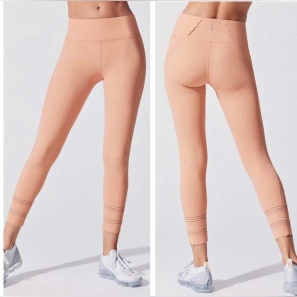 FP Movement by Free People Peach/Nude Leggings with Scallop Detail M/L